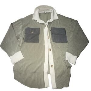 Women’s BKE Color Block Button Up Olive Blouse Size Xs (am29)